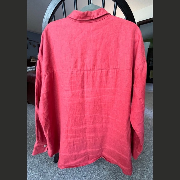 Free Label Raspberry Cora Shacket Button Down Linen Shirt Women's Size 2X - Picture 8 of 8